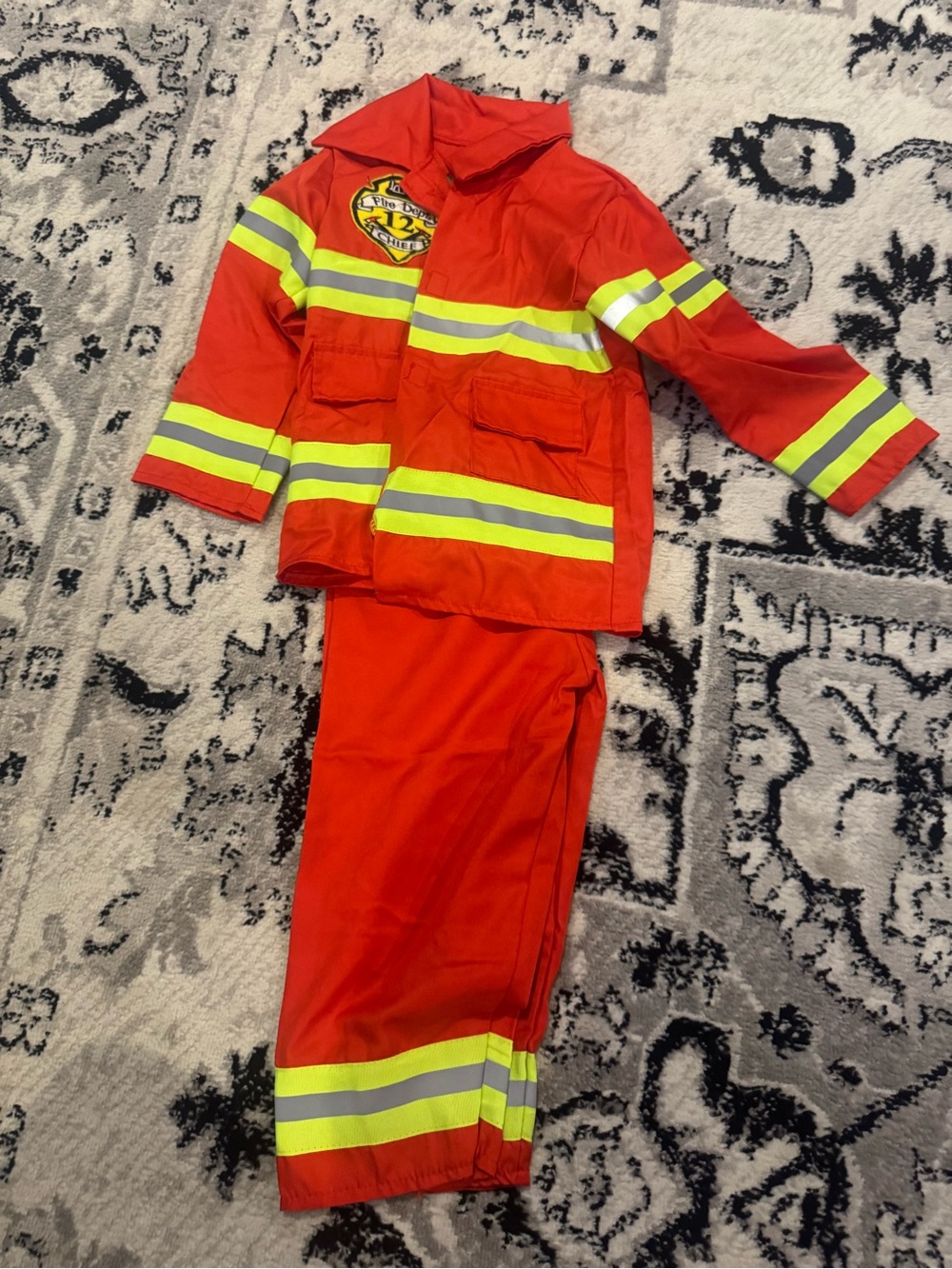 Children's Red Firefighter Costume with Reflective Stripes